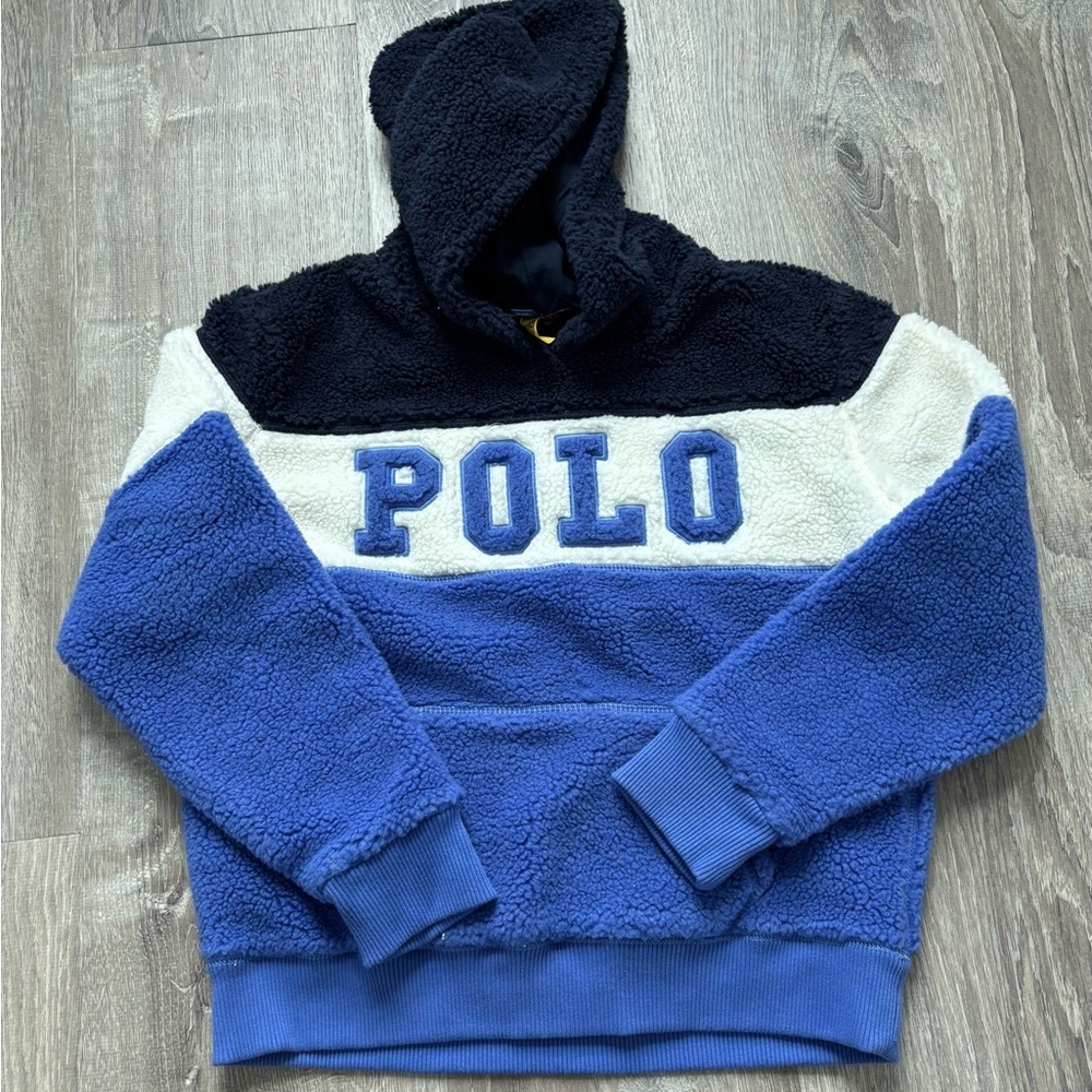 Polo Ralph Lauren Colorblock Sherpa Hooded Sweatshirt Size XL(16) - Picture 1 of 3